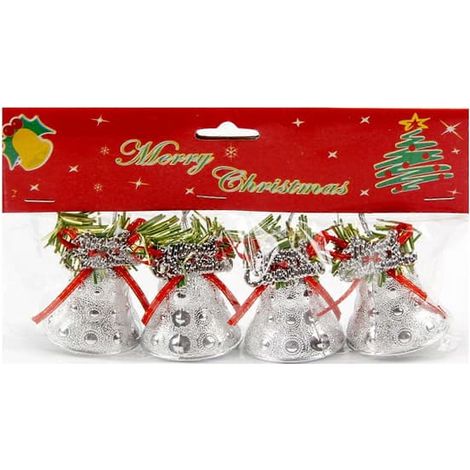 décorations de NoëlClochette de Noël suspendue avec nœud rouge pour décorer le sapin et la couronne B (1/5)
