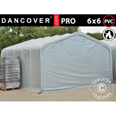 Carpa grande de almacén PRO 6x6x3,7m PVC, Gris - Dancover