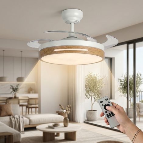 Ventilador Techo Luz LED, Motor DC Silencioso Memoria Madera (1/5)