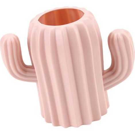 Vase cactus décoratif nordique créatif, pot en plastique PE imitation émaillé rose pour décoration intérieure et accessoires de maison (1/5)