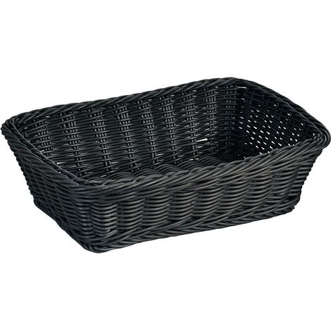 Geflochtener Brotkorb in schwarz, praktischer und pflegeleichter Brotkorb, 30 x 20 x 8,5 cm