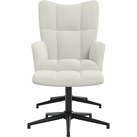 Maison Exclusive - Relaxsessel mit Hocker Cremeweiß Samt