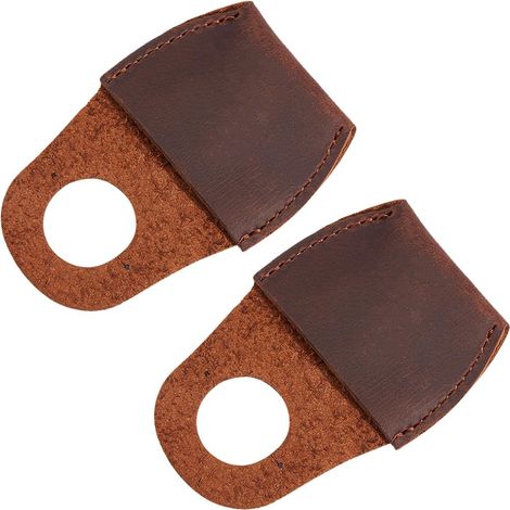 2 protège Pouce en Cuir Véritable pour la Sculpture sur Bois en Cuir de Vachette Pleine Fleur Noir et Marron Accessoire Fait Main pour Kit de Sculpture sur Bois et Artisanat du Bois (1/5)