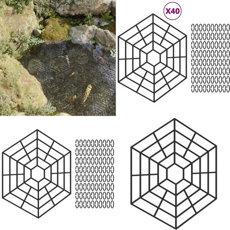 Protection d'étang 40 pcs Noir Polypropylène - Grilles d'étang - Prévention des prédateurs (1/5)