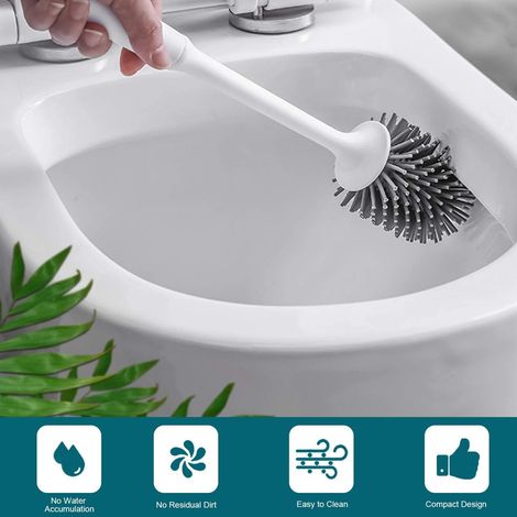 Silikon-Toilettenbürste mit antibakteriellen Silikonborsten, schnelltrocknender Halterung, Toilettenbürste fürs Badezimmer (1/4)