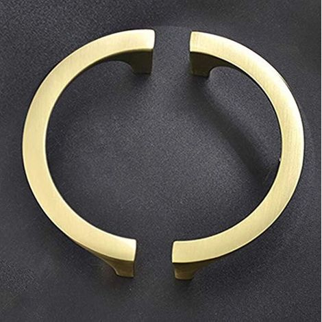 Set aus 4 eleganten, massiven, vergoldeten Kupfergriffen, runde, vergoldete Griffe, 7,6 cm Lochabstand für Küchenschubladen und Kommoden, Oberfläche aus gebürstetem Messing