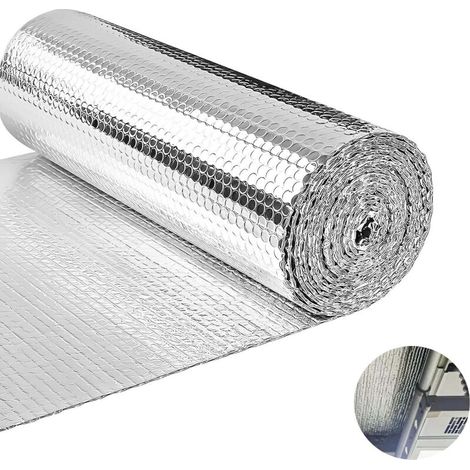 Luftpolsterfolie 0,6 × 3 m, Aluminium-Isolierfolie, schwer entflammbar (Klasse B2), Strahlungsbarriere, Dachfensterisolierung, Sonnenschutz, feuchtigkeitsbeständig