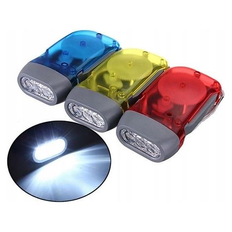 Lampe torche LED dynamo, à manivelle, sans piles, compacte, idéale pour le camping et les situations d'urgence. (1/5)