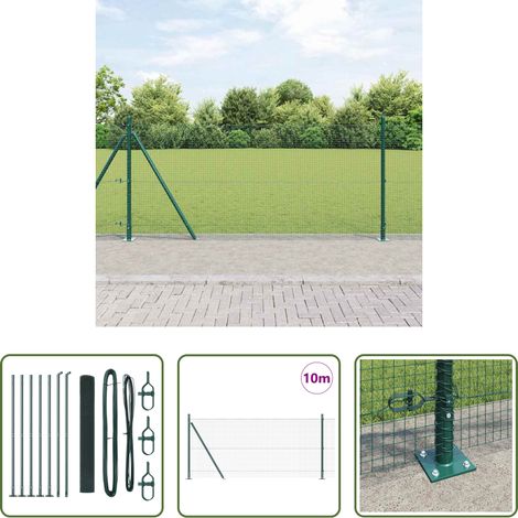 vidaXL Clôture moderne - Poteau de clôture. Vert 10 x 1 m (treillis 19 x 19 mm) Acier (1/5)