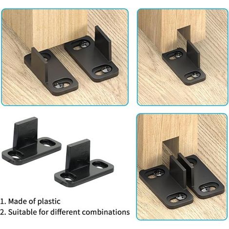 Ensemble de rails de sol Dailygoods (4 pièces) Rail de guidage réglable pour porte coulissante Plastique de haute qualité Vis et chevilles incluses Résistant aux chocs et (1/5)