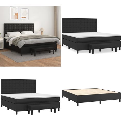 Boxspringbett mit Matratze Schwarz 160x200 cm Kunstleder - Matratze - Kunstlederbett (1/5)