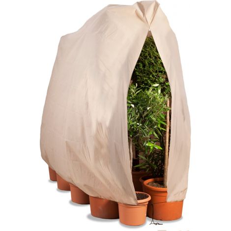 Idmarket – Housse d'hivernage pour plantes et arbustes 120 x 180 cm – Toile polypropylène 80 g/m² – Cordon de serrage et fermeture zip (1/5)