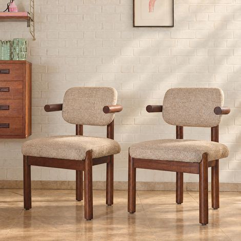 Lot de 2 chaises en mindi massif et tissu texturé (1/5)