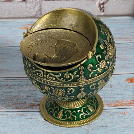 Globe en métal rétro Eagle Green avec couvercle, cendrier décoratif, objet de collection, cadeau artisanal (1/3)
