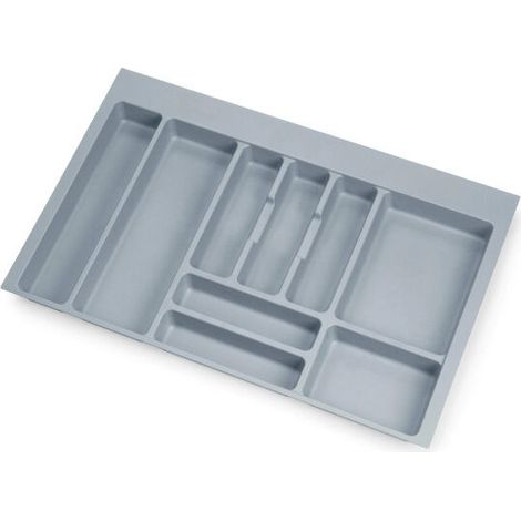 Emuca – Range couvert pour tiroirs de cuisine – Adaptable pour meuble 800 mm – Plastique gris – Dimensions recoupables 418-482 mm x 704-736 mm (1/5)