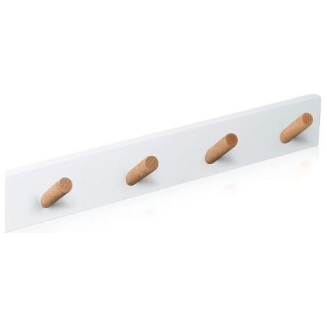 Porte Manteau Mural Bois - 4 Crochets – Patère Murale – Porte Manteau Mural Design pour Entrée, Salle de Bain, Enfant, Chambre (Blanc) (1/4)