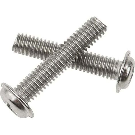 Lot de 100 vis de machine à tête plate M4 x 25 - Vis cruciformes argentées avec tête bombée pour cuisine, portes d'armoire, meubles