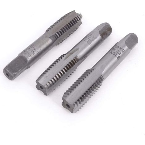 3 pièces M14x1,75 HSS 4 Flöten Gewinde Gerade Gewindebohrer Silver Ton