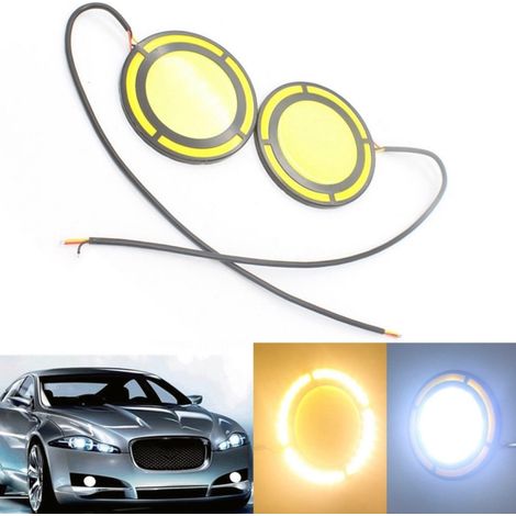 Trade Shop - Paar LED Tagfahrlicht DRL Auto Nebelscheinwerfer COB kalt weiß -