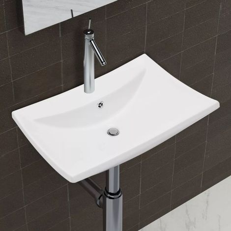 Luxueuse vasque céramique rectangulaire avec trop plein (1/5)