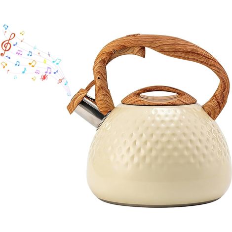 3 L Bouilloire à Induction en Acier Inoxydable avec Sifflet pour Café Thé Bouilloire Sifflante, Bouilloire à thé Convient aux Cuisinières à Gaz Plaques Vitrocéramiques et Plaques à Induction (1/5)