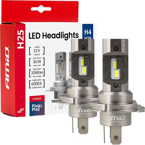 LED-Autolampen Serie H25 CAN-Bus H4 H19 12V 36W amio-04711 (1/5)