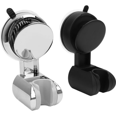Lot de 2 supports de douche à ventouse pour pommeau de douche, douchette à main et support mural pour douchette, noir et argent. (1/5)