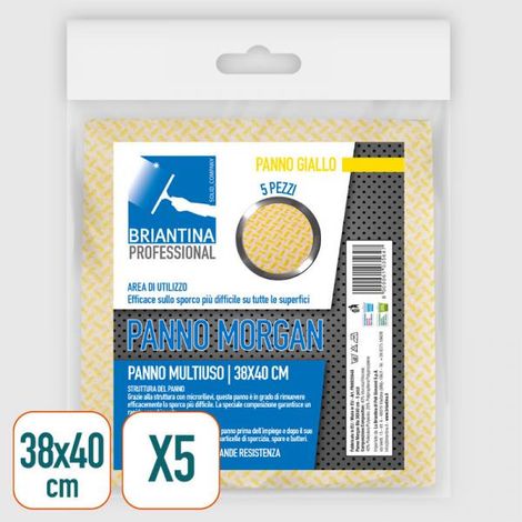 La Briantina PAN03653A Panno Multiuso Soffice, 38 x 40 cm, Giallo, 5 Pezzi (1/3)