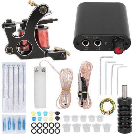 Kit de Tatouage Professionnel avec Machine à Bobine, Alimentation Régulée et Kit Accessoires Complet - 90‑265V UE (1/5)