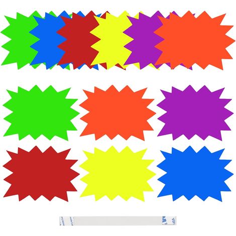 60 Étiquettes de Prix Etiquette Promo Couleur Fluo, Étiquette de Vente au Détail en Papier, Étiquettes Promotionnelles, Signe de Magasin de Détail, Étoile Etiquettes Prix pour Boutique Supermarché (1/5)