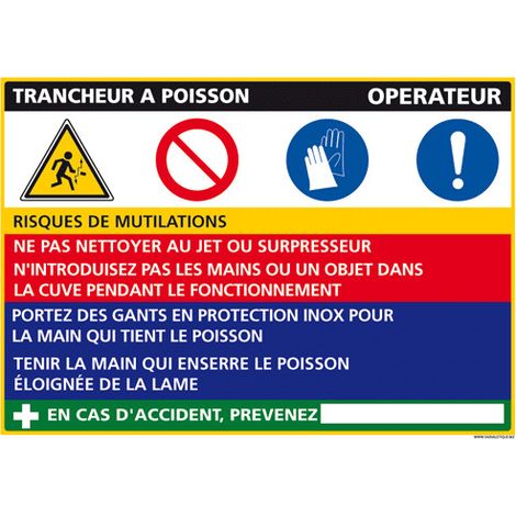 Panneau Fiche de Poste Trancheur à poisson (C1093) - Adhésif - 210 x 300 mm