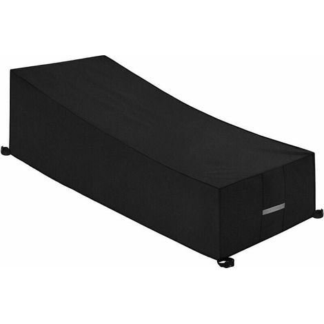 Garden Lounger Cover with Ventilation Slots Waterproof Windproof UV Resistant 600D High Strength Oxford Fabric Protective Cover for Sun Lounger Deck Chair (2107540/80cm) - Black MUMU (1/4)