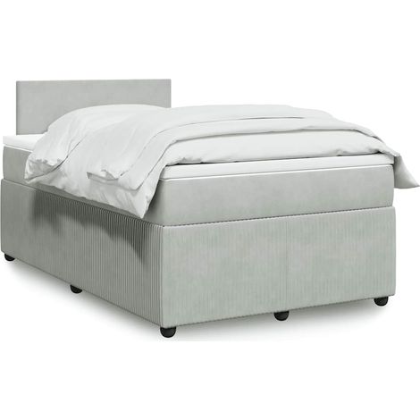 Boxspringbett mit Matratze Hellgrau 120x200 cm Samt (1/5)