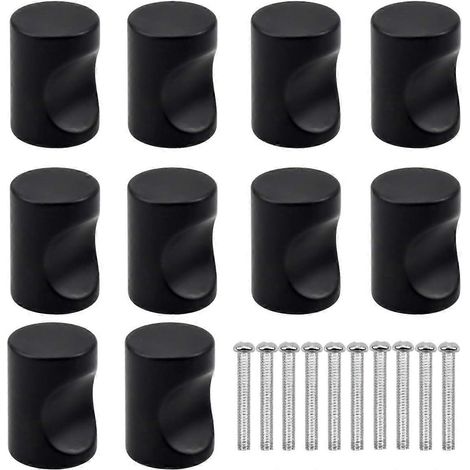 Lot de 10 poignées de tiroir noires, boutons de meuble, poignées de tiroir à trou rond unique, poignées de porte modernes, poignées de meubles pour placards et armoires de cuisine. (1/5)