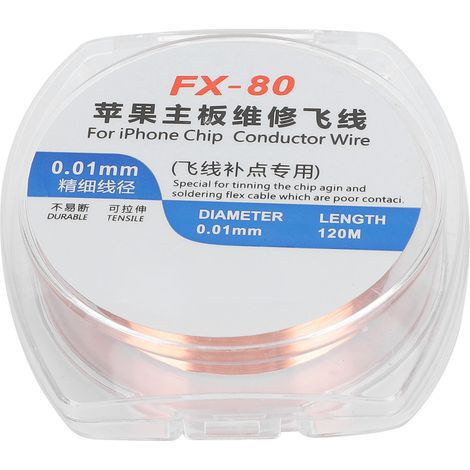 Fil de cuivre rouge non isolé 0,01mm, prévention court-circuit pour réparation empreinte iPhone et carte mère mobile (1/5)