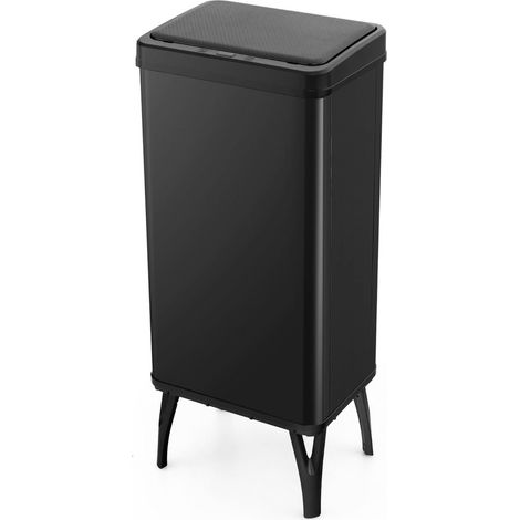 Pattumiera automatica da 50 litri con sensore di movimento design moderno 33,5 x 26 x 83,5 cm acciaio inox nero 200019236