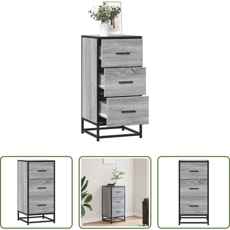 Holzwerkstoff - Sideboard Grau Sonoma 35,5x35x76 cm Holzwerkstoff und Metall (1/5)