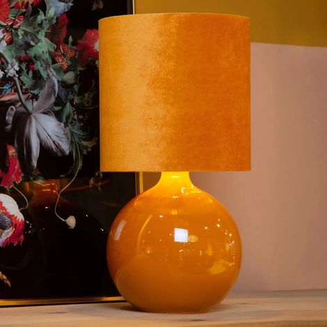 [NEUWERTIG] B-Ware Lucide Tischleuchte Lampe Gelb Glas Ocker ø 24 Cm Höhe 47 Cm E14 40 W Tischlampe