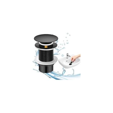 Schwarzer Waschbeckenablauf ohne Überlauf, Pop-up-Waschbeckenablauf, Universal-Waschbeckenablauf, automatischer Pop-up-Ablauf für Aufsatzwaschbecken - Crezuo (1/4)