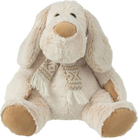 Peluche Chien Assis "Écharpe" 30cm Beige (1/2)