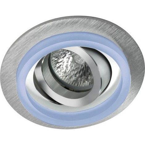 Aro empotrable LED con RGB"Iceberg" con base redonda GU5.3/GU10 (3,6W) IP20 fabricado en cristal extraclaro y aluminio color pla