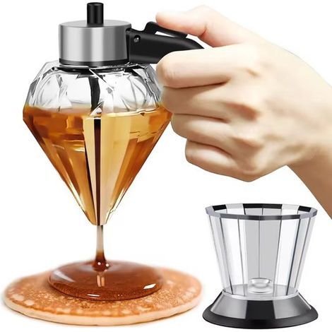 Distributeur de miel - Bouteille à miel - Type à pression - Verre transparent - Distributeur d'huile portable - Pour sauce soja. sirop de sucre. huile. vinaigre - 200 ml - Multifonctionnel - Ustensile (1/5)