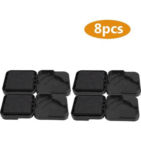 Aramox - 8 rialzi per mobili, blocchi di sollevamento in plastica trasparente per letto, altezza regolabile per letto, scrivania, divano e gambe del tavolo (nero) (1/5)