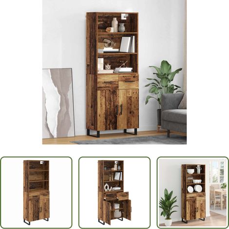 vidaXL Hochschrank mit Schublade - Highboard Altholz 69,5 x 34 x 180 cm Holzwerkstoff (1/5)