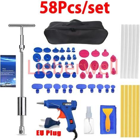 LIEBERWELL Professional Auto Dent Repair Tool Kit, Car Body Paintless Metal Sheet Hail Pit Extractor with Rubber Hammer Set (1/4)