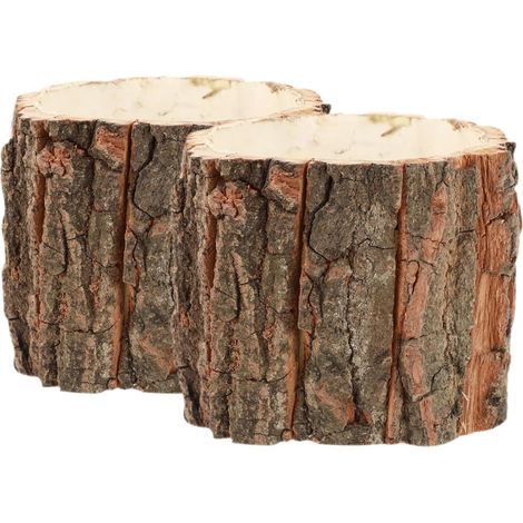 Rustikale Blumentöpfe Holzdekor und Pflanzgefäß 2 Stück (1/5)