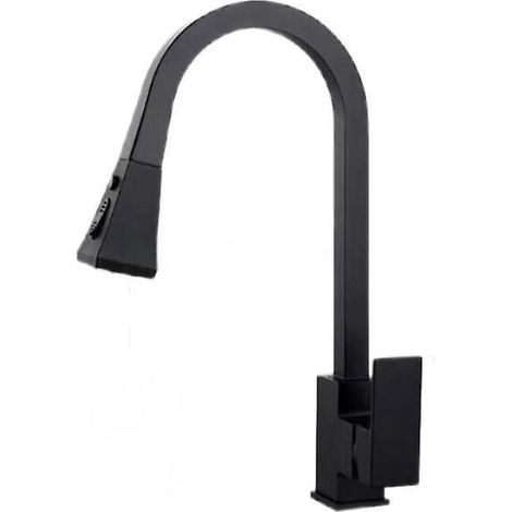 robinet De Cuisine Bec Rtractable, Robinet Multifonction Corps En Cuivre Pour Vier Chaud Et Froid, Noir (1/5)