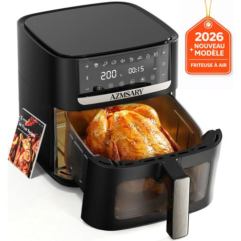 Friteuse sans Huile - AZMSARY - 8.2 L /2400 W - Maintien au chaud - Départ différé jusqu’à 24 h - Recettes Françaises
