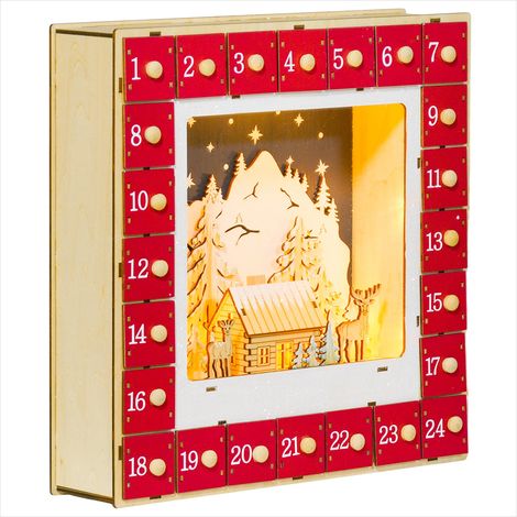 Décoration de Noël Calendrier de l'Avent lumineux en bois (1/5)