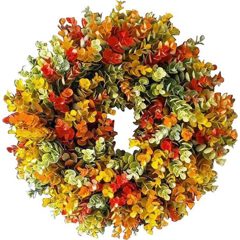 Couronne de Thanksgiving d'automne de 41 cm pour porte d'entrée, jardin rustique, décorations extérieures pour la maison (1/4)